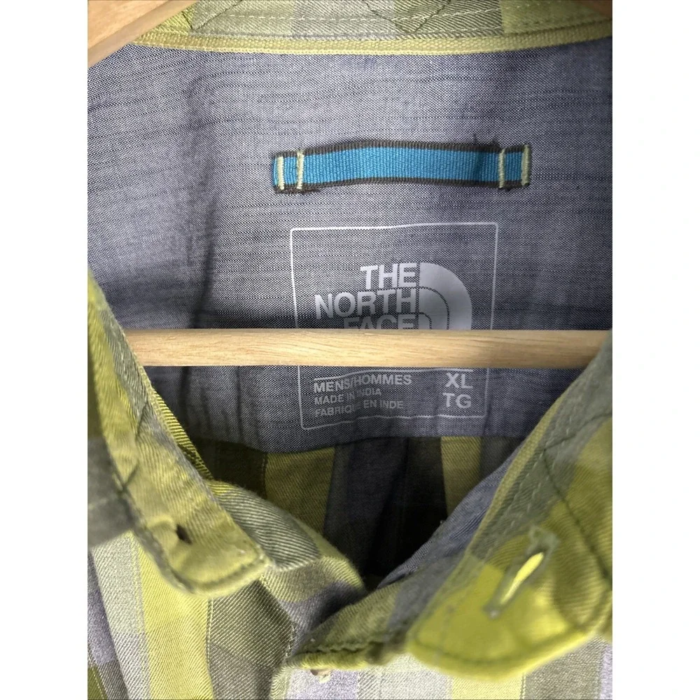 The North Face Mens XL Flannel Shirt Green Plaid Long Sleeve Button Down Gorp